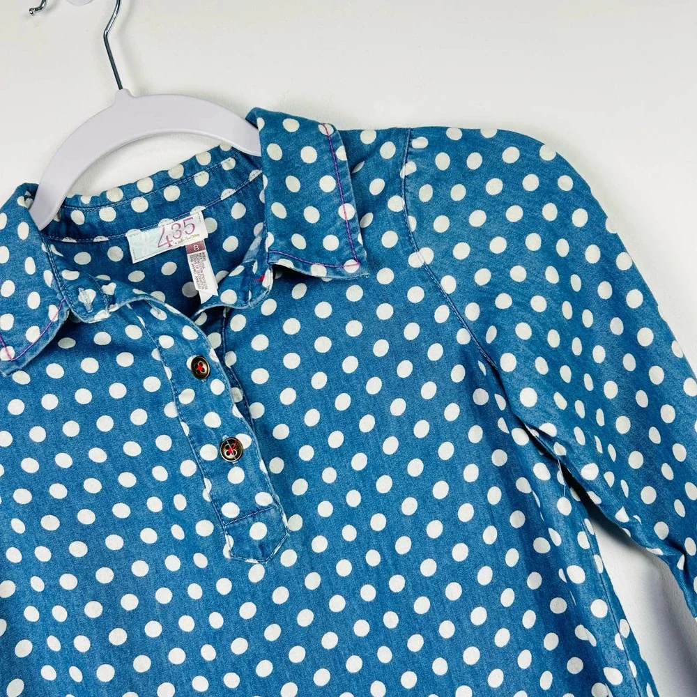 Matilda Jane Polka Dot Blue Chambray Shirt Girls Size 8